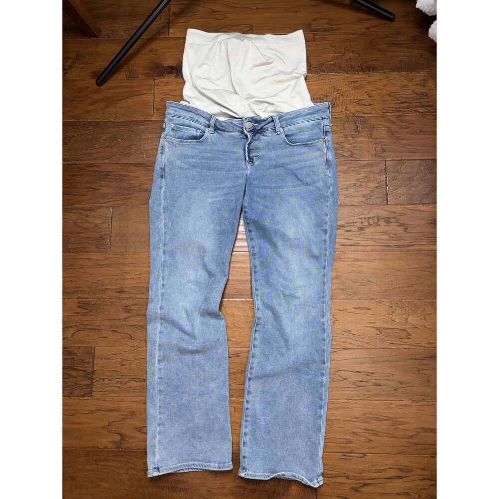 Blanqi Women's Denim Maternity Jeans Size 12 Straight Leg Blue